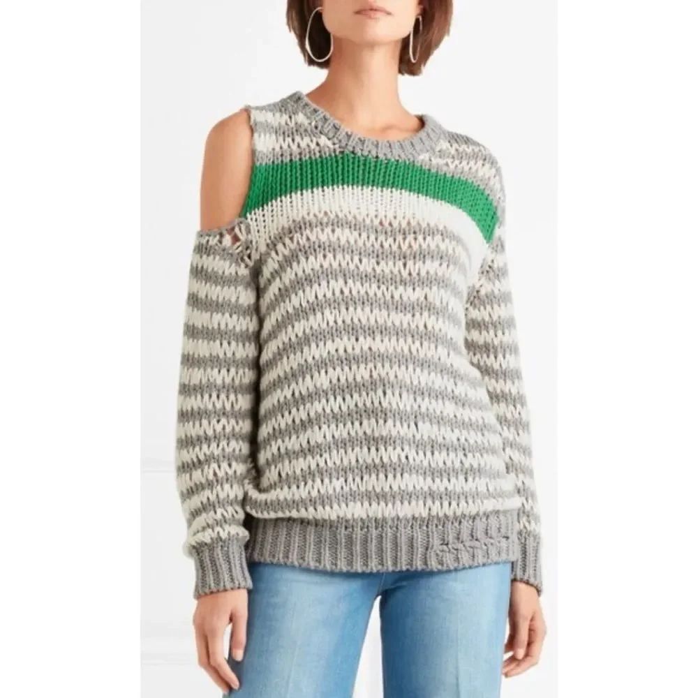 IRO Oversized
CLAPISH SWEATER - GREY/ECRU/GREEN Size XS